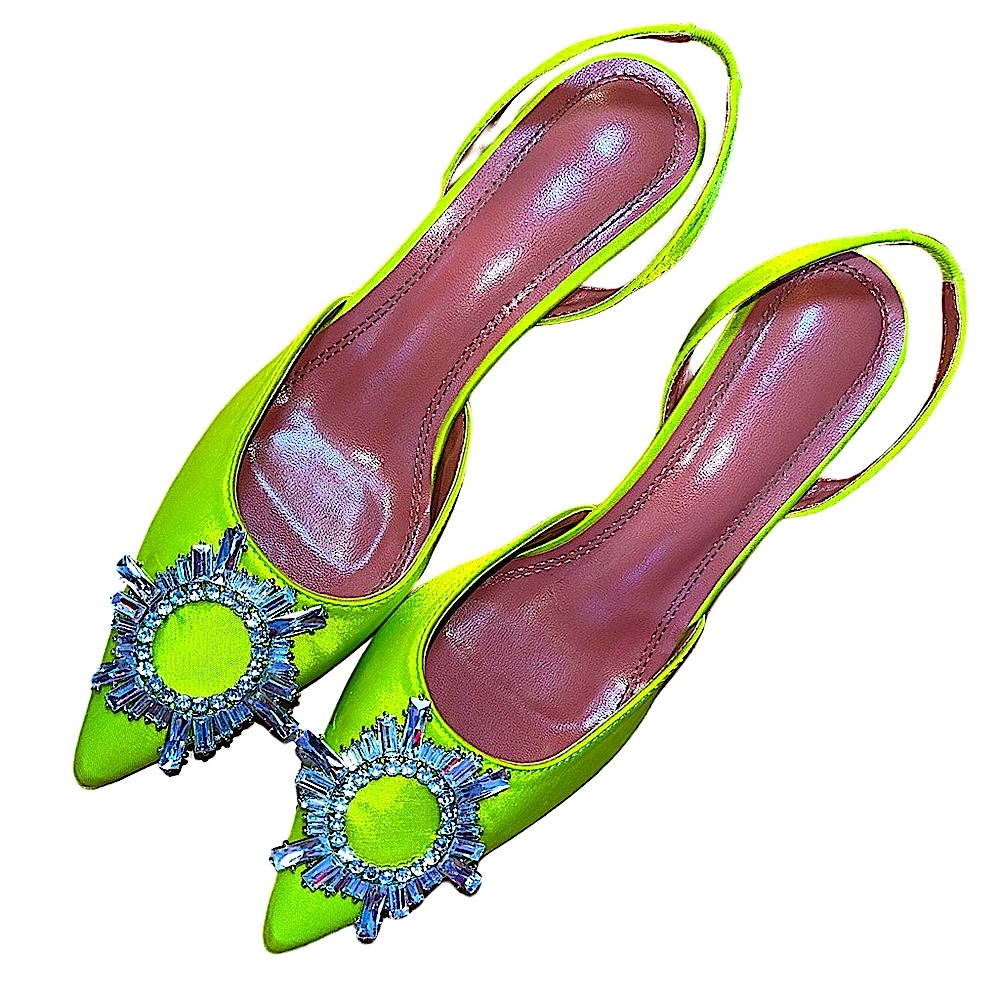 Lime Green Satin Pointed Toe Heel